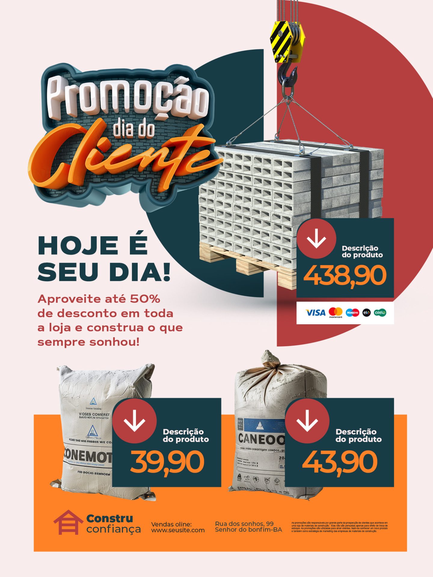 Flyer Material de Construção Promoção Dia Cliente