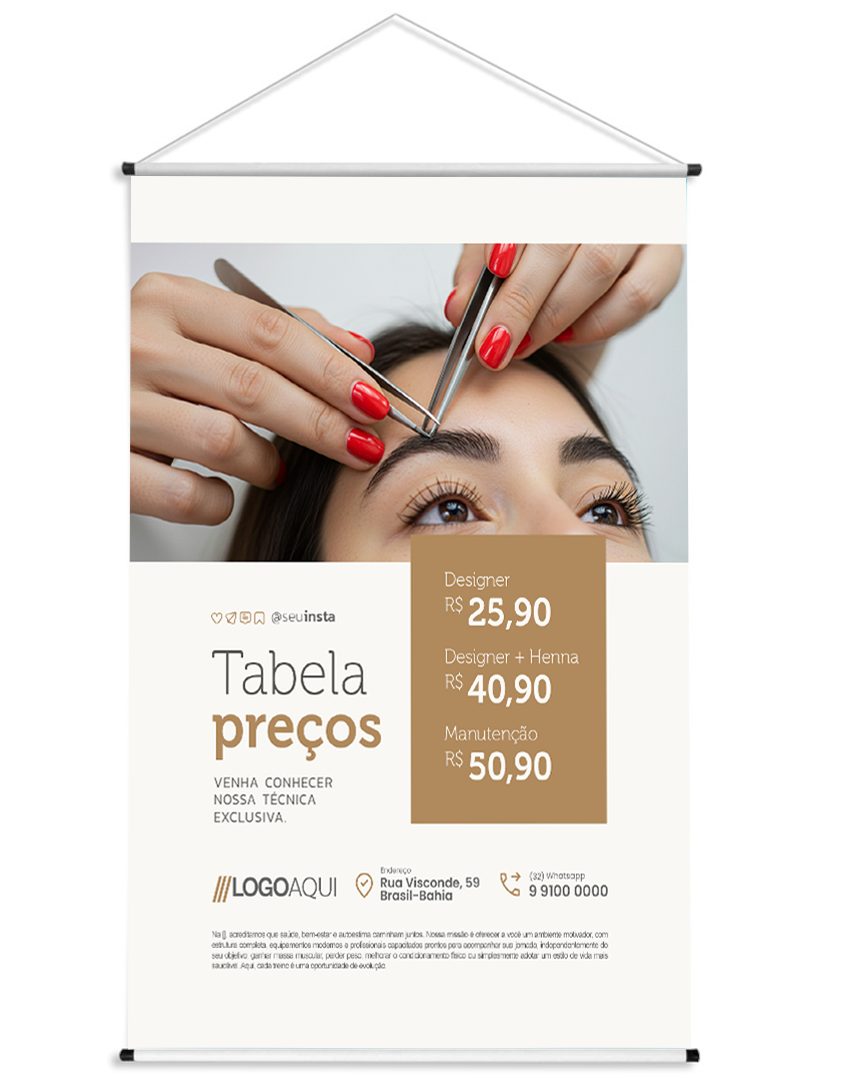 Banner Sobrancelha Tabela de Preço